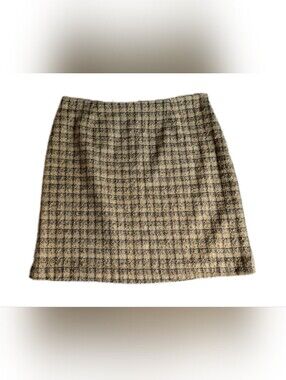 Studio C Beige and Black woven yarn tweed mini skirt Size 14